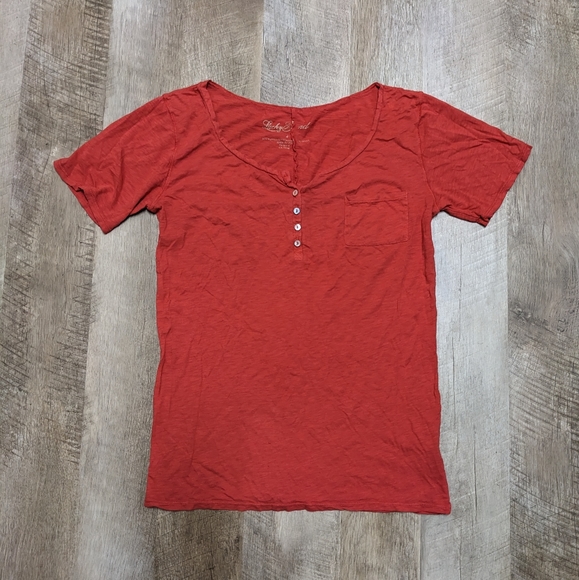 Lucky Brand Red Half Button Tee Shirt Modal Blend - Picture 1 of 5